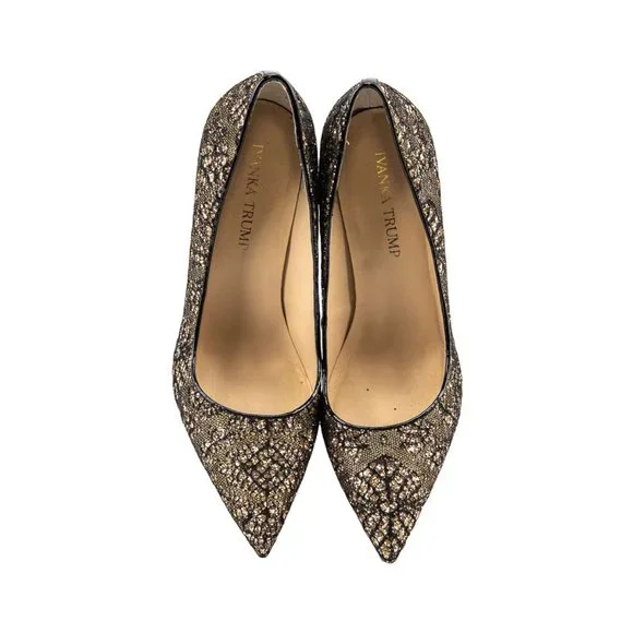 Ivanka Trump Black and Gold Heels - Picture 2 of 4